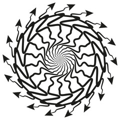 Poster - Arrow spiral figure. Direction motion pattern. Black white concept. Vector dynamic shape.