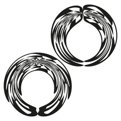 Poster - Circular ring patterns. Concentric circle design. Vector spiral elements. Black line graphics.