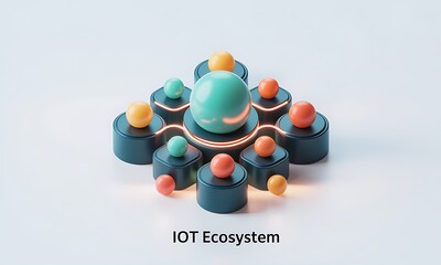Poster - Network Nodes Connect, Forming an IoT Ecosystem, Symbolizing Interconnectivity with Global Reach and Digital Networks, a Concept Shot