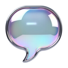Poster - Iridescent speech bubble with chrome border on isolated on transparent background