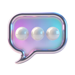 Poster - Iridescent speech bubble with three dots isolated on transparent background
