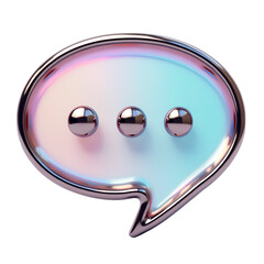 Poster - Iridescent speech bubble with three dots isolated on transparent background