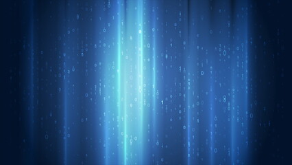 Aufkleber - Bright glowing blue tech background with binary code numbers