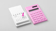 © thanksforbuying - Calendar 2026 with pinned date and pink calculator on light grey background, business financial reminder, budget planning