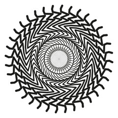 Poster - Spiked spiral shape. Sharp leaf pattern. Optical round illusion. Vector abstract design.