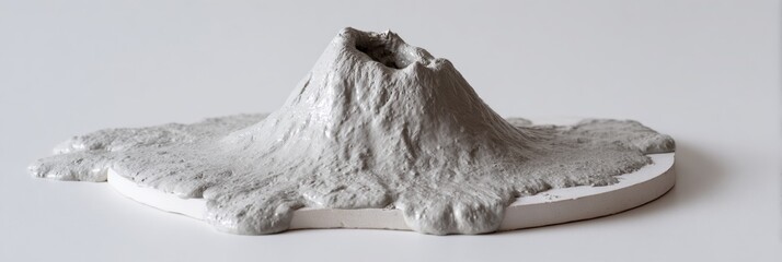 Fototapete - Melting Clay Form Creates an Unusual Texture on a White Base, Showcasing a Unique Artistic Expression and Spontaneous Design