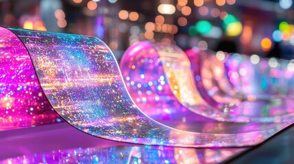 Poster - Colorful Iridescent Film with Glitter and Bokeh Background Effects