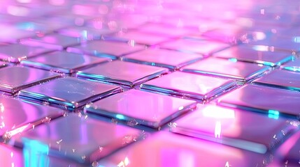 Poster - Glossy Colorful Tiles with Reflections and Soft Light Effects