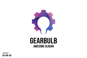 Poster - Gear With Bulb colorful Gradient Logo Design