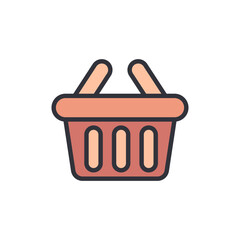 Poster - simple graphic of a charming empty shopping basket for retail use
