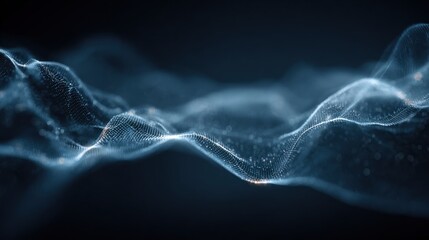 Fototapete - Waves of light in an abstract digital landscape at nighttime