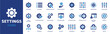 © MAHAMMAD - Settings - Icon Collection. Thin Line Set contains such Icons as Settings, Gear, Wrench, Tool, Adjust, Configure, Options and more. Simple web icons set.
