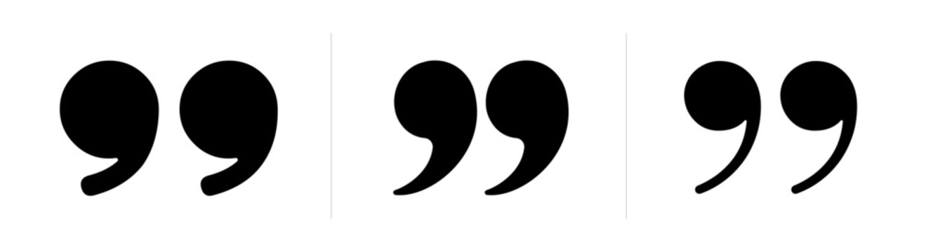 Testimonial template, Quotation mark and symbol, speech punctuation, excerpt commas, double comma. Remark button , Quote, Review, Feedback, rate us, commas on white background, testimonial icon set