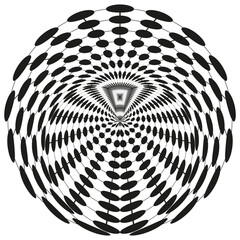 Poster - Droplet eye pattern. Circular abstract form. Spiral symmetry vector. Optical illusion shape.