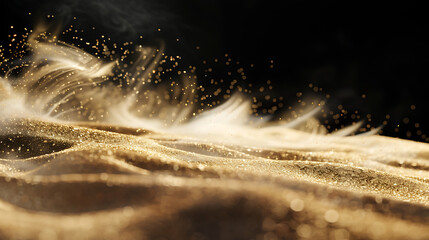 Leinwandbilder - Golden sand sparkles and flows creating a luxurious abstract background with glittering dust and light effects