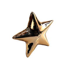 Poster - Shiny, metallic star sculpture with smooth surface and reflective qualities, perfect for decorative purposes Transparent background or png