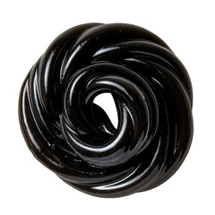 Poster - Glossy black swirl of material, resembling thick gel or paste, showcases smooth and shiny surface, evoking sense of modernity and creativity Transparent background or png