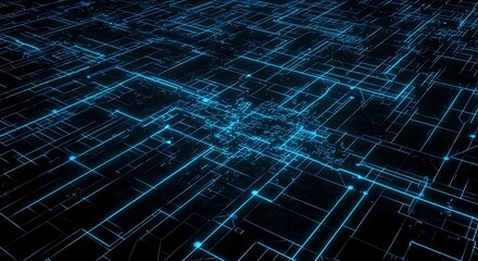 Fototapete - Abstract Digital Network Futuristic Circuit Board Technology
