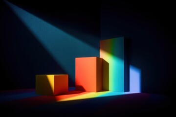 Poster - A pink object is sitting on a blue surface