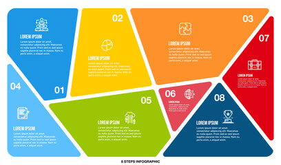 Poster - Infographics design vector and business icons with 8 options for presentation and web site. vector eps