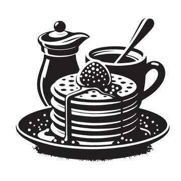 Black Poffertjes Silhouette Vector, High Quality Illustration on White Background