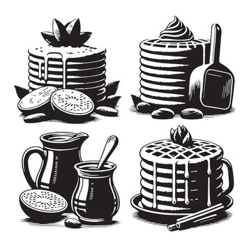 Black Poffertjes Silhouette Vector, High Quality Illustration on White Background
