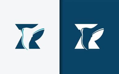 Aufkleber - Creative letter R logo fused with running shoe element, symbolizing passion and enthusiasm for running activity.