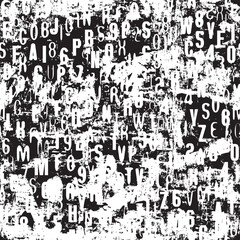 Poster - Abstract grunge seamless pattern of English letters. Vector background with capital Latin letters in grunge style. Suitable for wallpaper, wrapping paper. Not used ai