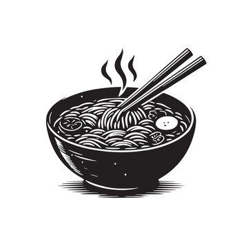 Black Ramen Silhouette Vector, High Quality Illustration on White Background