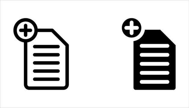 new document icon set, vector illustration of add paper on white background