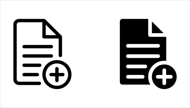 new document icon set, vector illustration of add paper on white background