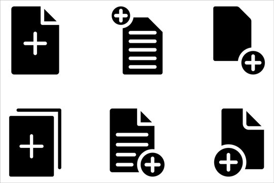 new document icon set, vector illustration of add paper on white background
