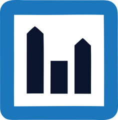 Poster - Simple bar graph icon in a blue square frame data visualization symbol