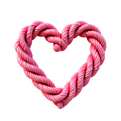 Poster - A pink rope twisted into the shape of a heart isolated on transparent background