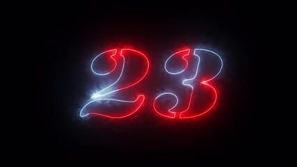 Fototapete - Neon countdown text number illustration..Neon numbers 23, light banner, neon signboard. Abstract neon countdown timer number illustration