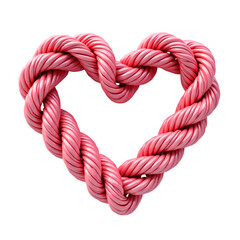 Poster - A pink rope twisted into a heart shape isolated on transparent background