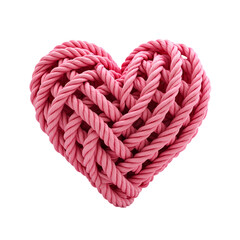 Poster - A pink rope heart shape close up view isolated on transparent background