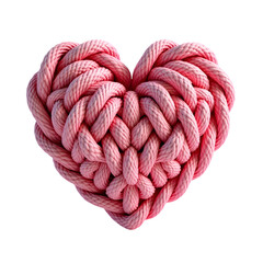 Poster - A pink rope heart shape close up view isolated on transparent background