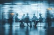 © lan - Blurred corporate business team and manager in a meeting in modern glass office. High quality