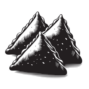 Black Samosas Silhouette Vector, High Quality Illustration on White Background