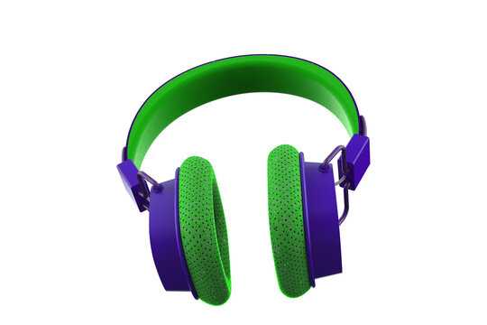 Stylish Vibrant Purple and Green Modern Headphones Isolated on Transparent Background High Quality Premium Audio Technology Accessory for Music Gaming Product Design Graphic Element PNG HD