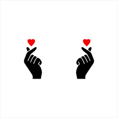 Fototapete - korean heart icon logo sign set vector outline
