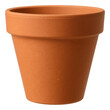 © OMD - Simple terracotta clay flower pot with a rounded rim on transparent background.