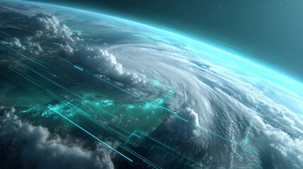 Poster - High above the Earth, a sophisticated satellite captures crucial data on climate conditions. This technology analyzes weather systems to enhance environmental monitoring and predict changes.