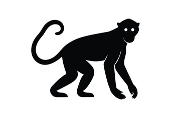 Poster - Monkey black silhouette icon vector flat style simple wildlife animal design isolated
