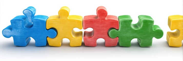 Poster - Symbolic Teamwork Represented by Colorful Puzzle Pieces Coming Together in a Unifying Concept During Collaboration
