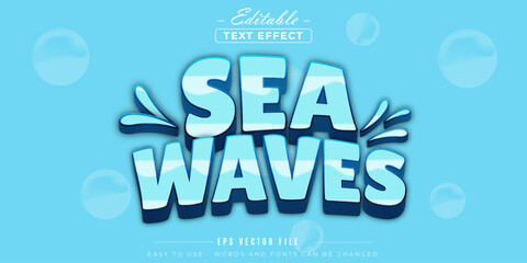 Poster - Sea waves text, editable text effect.