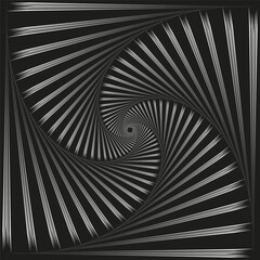 Poster - Black spiral background. Twisted vector tunnel. Abstract swirl form. Optical illusion effect.