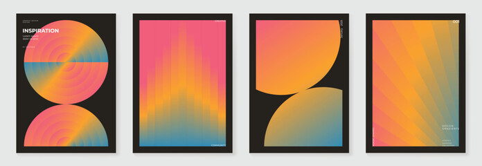 Poster - Modern gradient poster background vector set. Cover template with vibrant perspective geometric prism shapes. Ideal design for social media, cover, banner, flyer.