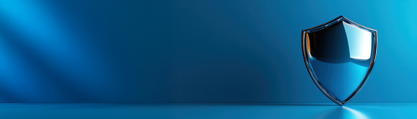 a sleek blue shield icon representing security and protection against digital threats.